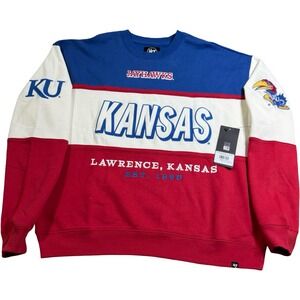 '47 Kansas Jayhawks NWT Crewneck Sweatshirt Mens Large Blue White Red KU College